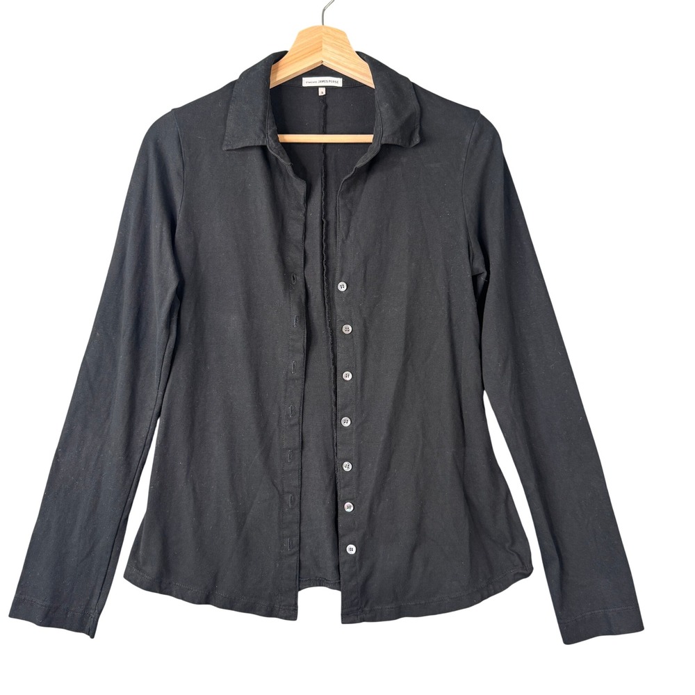 Standard James Perse Black Cotton Long Sleeve Button Down Shirt WSX3572 Size 3